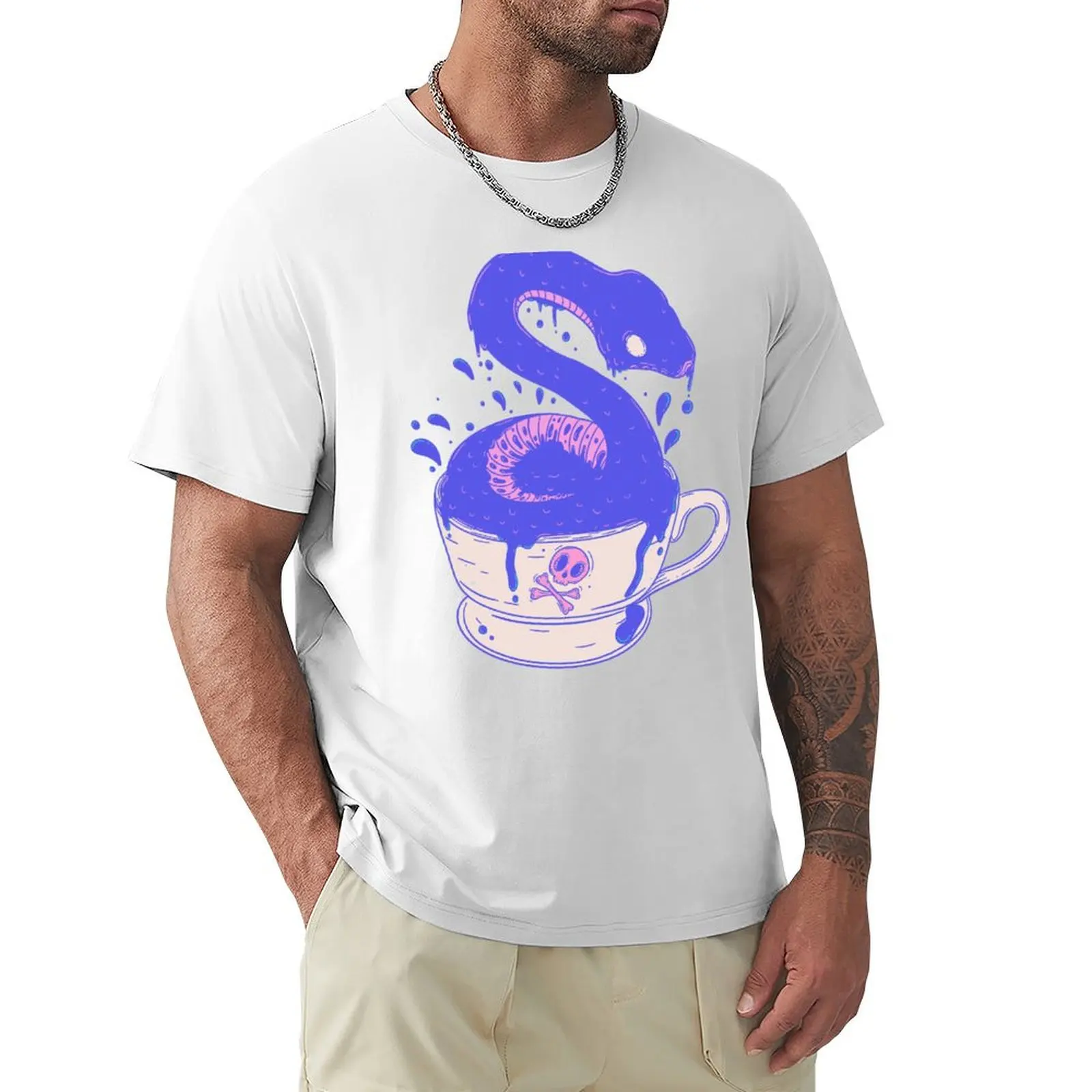 Purple Snake in Tea Cup - Serpentine Elegance T-shirt cute clothes quick-drying plus size tops mens t shirts