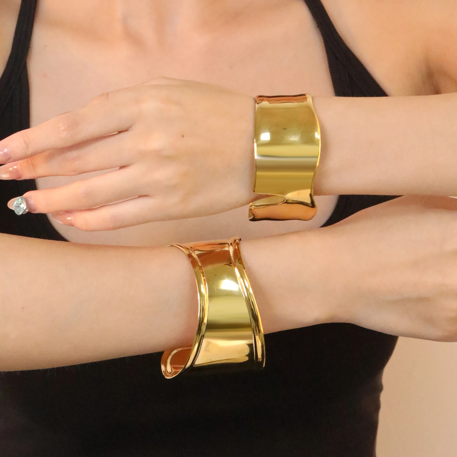 

ASONSTEEL модный открытый браслет-манжета неправильной формы C-образной формы из нержавеющей стали металлик тяжелый металл широкий браслет свадебные украшения в стиле панк