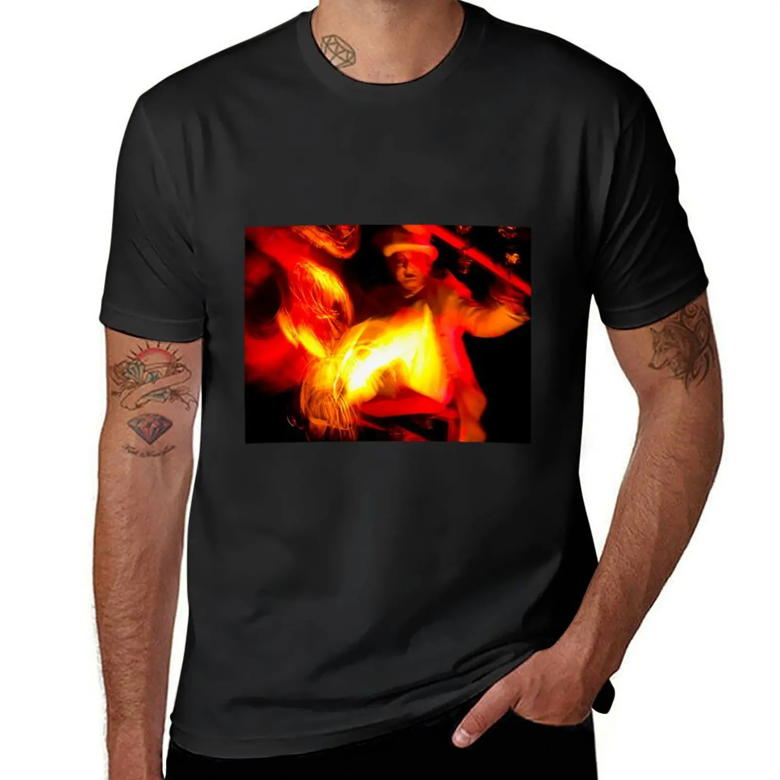 Magical, mystical figure waving a wand over an open flame T-Shirt boys animal print Blouse sweat shirts, men