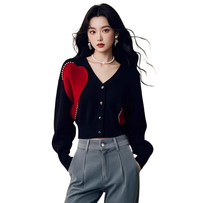 

Winter Small Fragrant Wind Knitted Autumn Cardigan Loose Love Age Reduction Versatile Long-sleeved Sweater Women's Top Coat