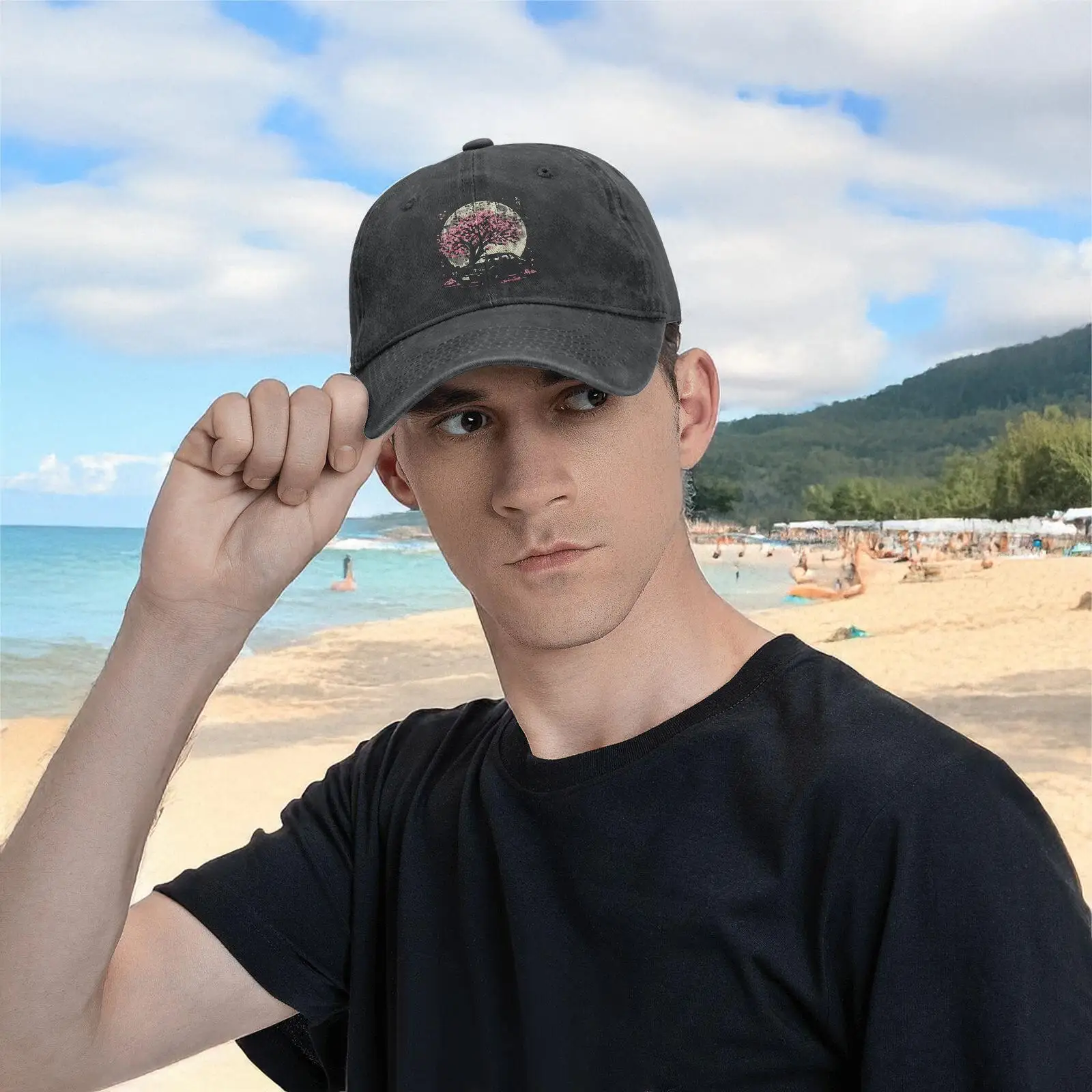 السيارة السوداء اليابانية زهر الكرز ساكورا شجرة Wo s قبعة بيسبول قبعات مضحكة