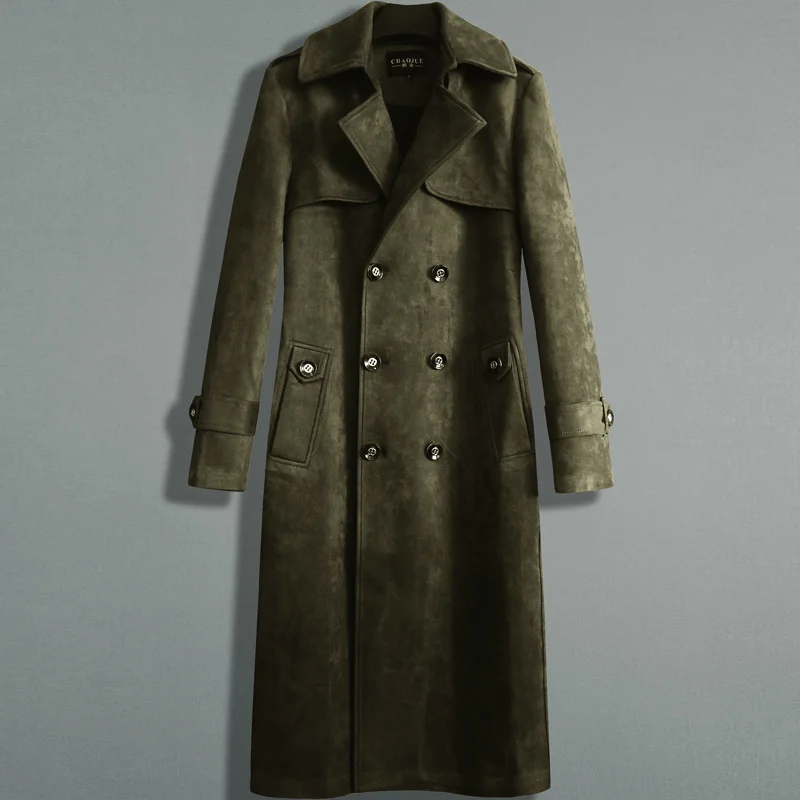

British Style Fashion Vintage Male Long Trench Coat Casual Slim Luxury Jackets Men Double Breasted Classic Windbreaker Overcoat