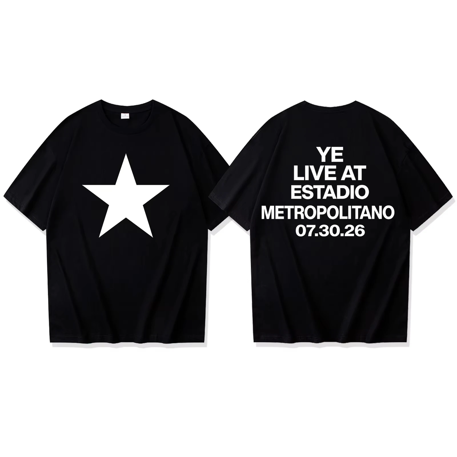 2026 Simple Star Large Printed Cotton Unisex Short Sleeve T-Shirts, Minimalist Letter Streetwear Tops，Print Tees for Kids Adults