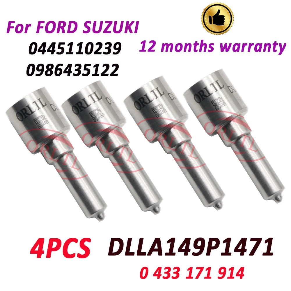 

ORLTL 4 Pieces DLLA 149P 1471 Injector Nozzle Needle DLLA149P1471 0433171914 For FORD SUZUKI 0 445 110 239 0986435122 0445110239