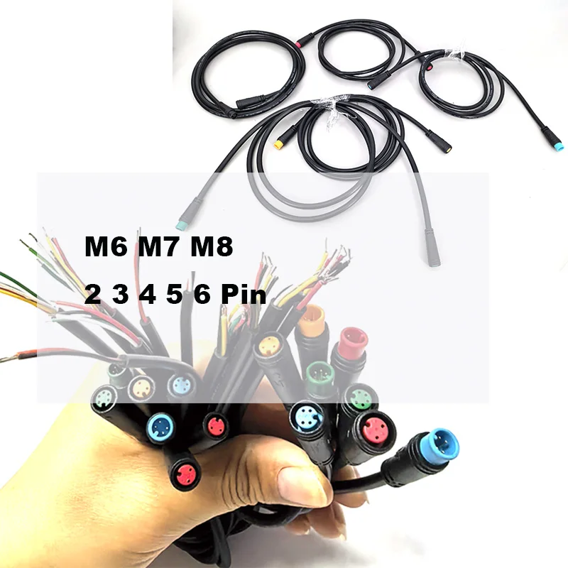 Image of M6 M7 M8 2 3 4 5 6 Pin Kern 1 Stecker auf Buchse Steckerkabel Wasserdicht 6/7/8mm Sensor E-Bike Elektrofahrrad Kabel O2