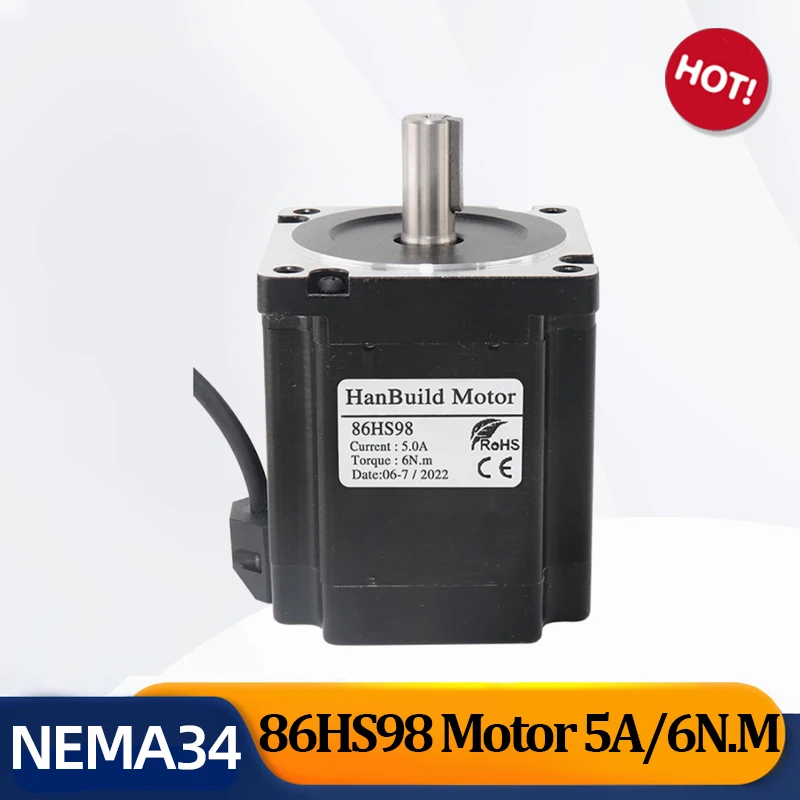 

NEMA34 1.8degree stepper motor 34HS9850 86x98mm 6.0 N.m 5A 14mmFOR engraving captain 86 manufacturer direct