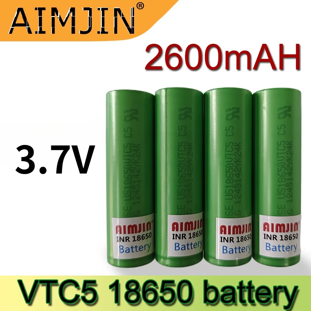100% brand new  VTC5 18650 Battery 30A Discharge for All Kinds of Electroni3.6V 2600mah Lithium Rechargeable