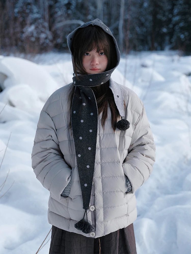 和風水玉フリンジニット帽子スカーフ女性の秋冬首保護アウター暖かい両面ネックウォーマー