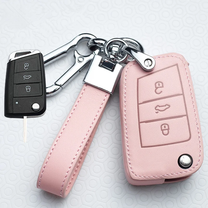 Leather Car Key Cover Case For VW Volkswagen Tiguan MK1 MK2 Magotan Passat B5 B8 Polo Golf 4 5 6 7 mk7 Jetta POLO Eos Scirocco