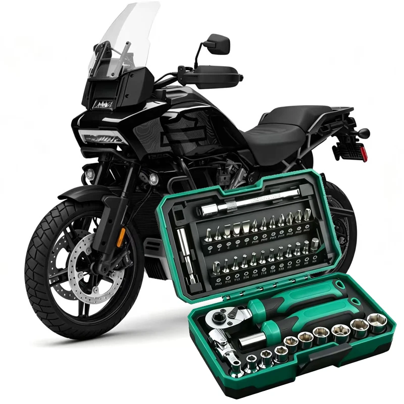 40PCS DIY Portable Universal Motorcycle Repair Tool Kit Socket Wrench Set For Harley Davidson PAN 1250 PA1250 PANAMERICA