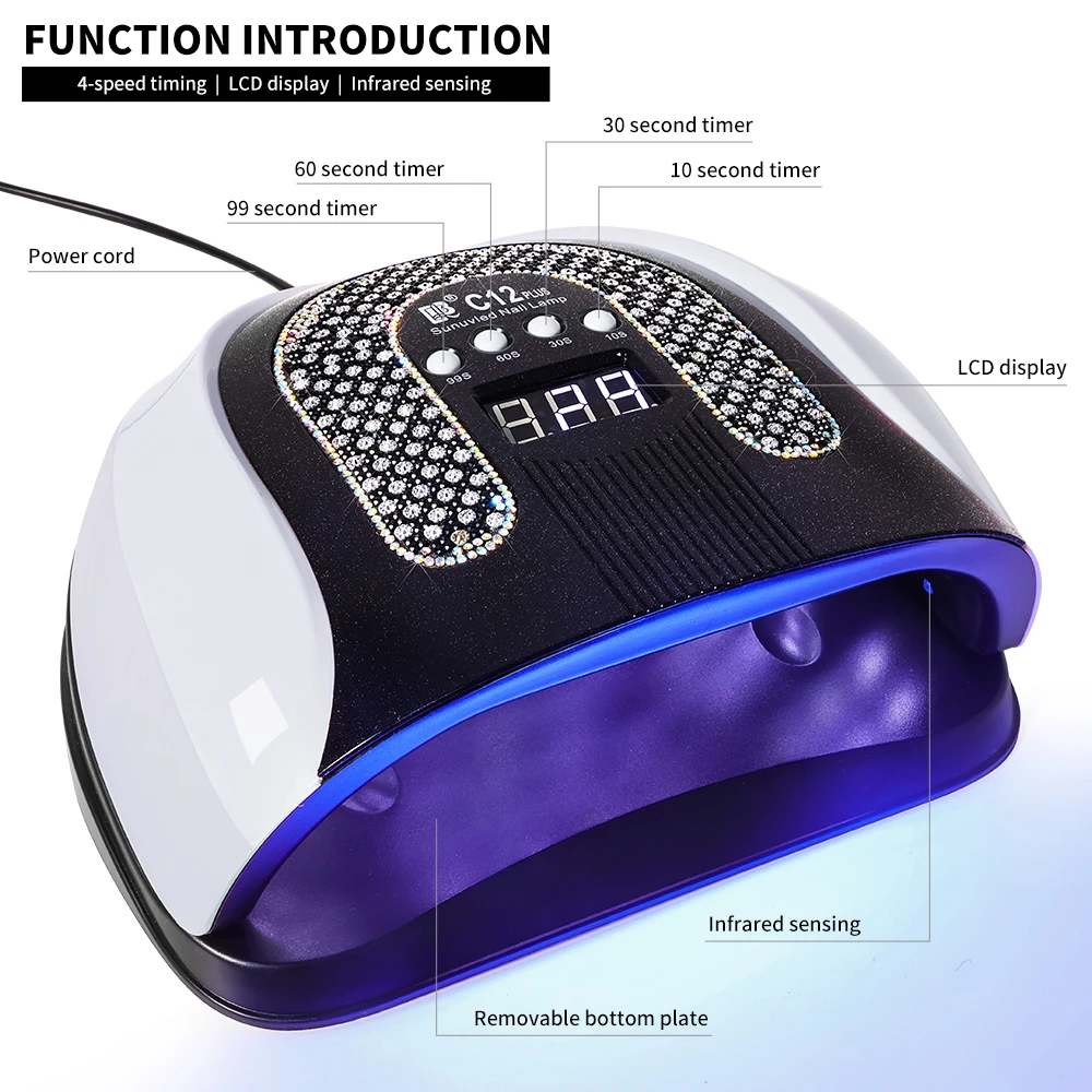 LIMEGIRL Professional Nail Drying Lamp With 57LEDS Smart LCD Screen White Pink Purple for Manicure Gel Polish UV Drying Machine