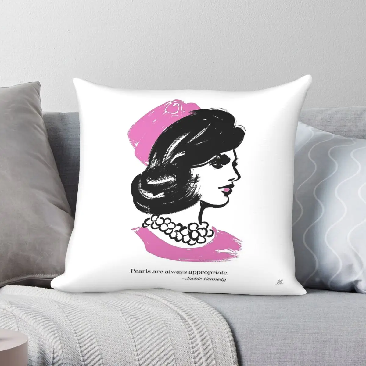 Capa de Almofada Jacquelyn Kennedy Onassis em Poliéster, Linho e Veludo com Estampa e Zíper Decorativa para Casa