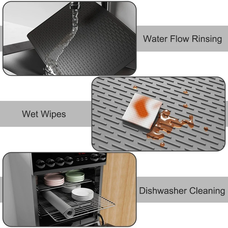 Stove Top Cover Protective Mat, Kitchen Silicone Mat, Dish Drainer Mat, Non-Slip Drying Mat, Stove Insulation Mat, Range Covers
