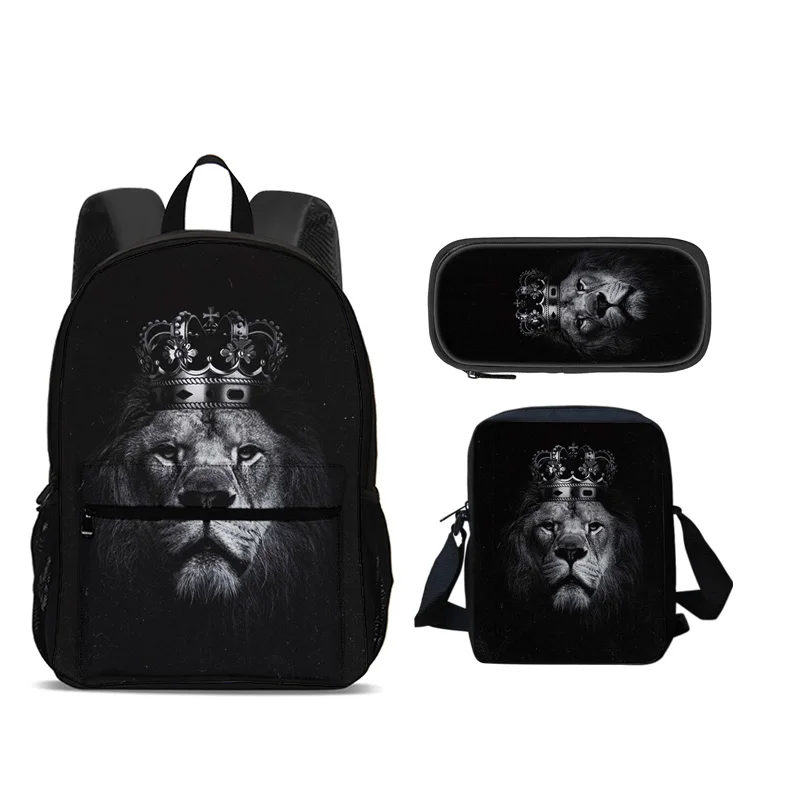 lion Backpack Pen Bag Shoulder Bag 3pcs Set Versatile Cartoon Large Capacity Boy and Girl School Birthday Best Gift