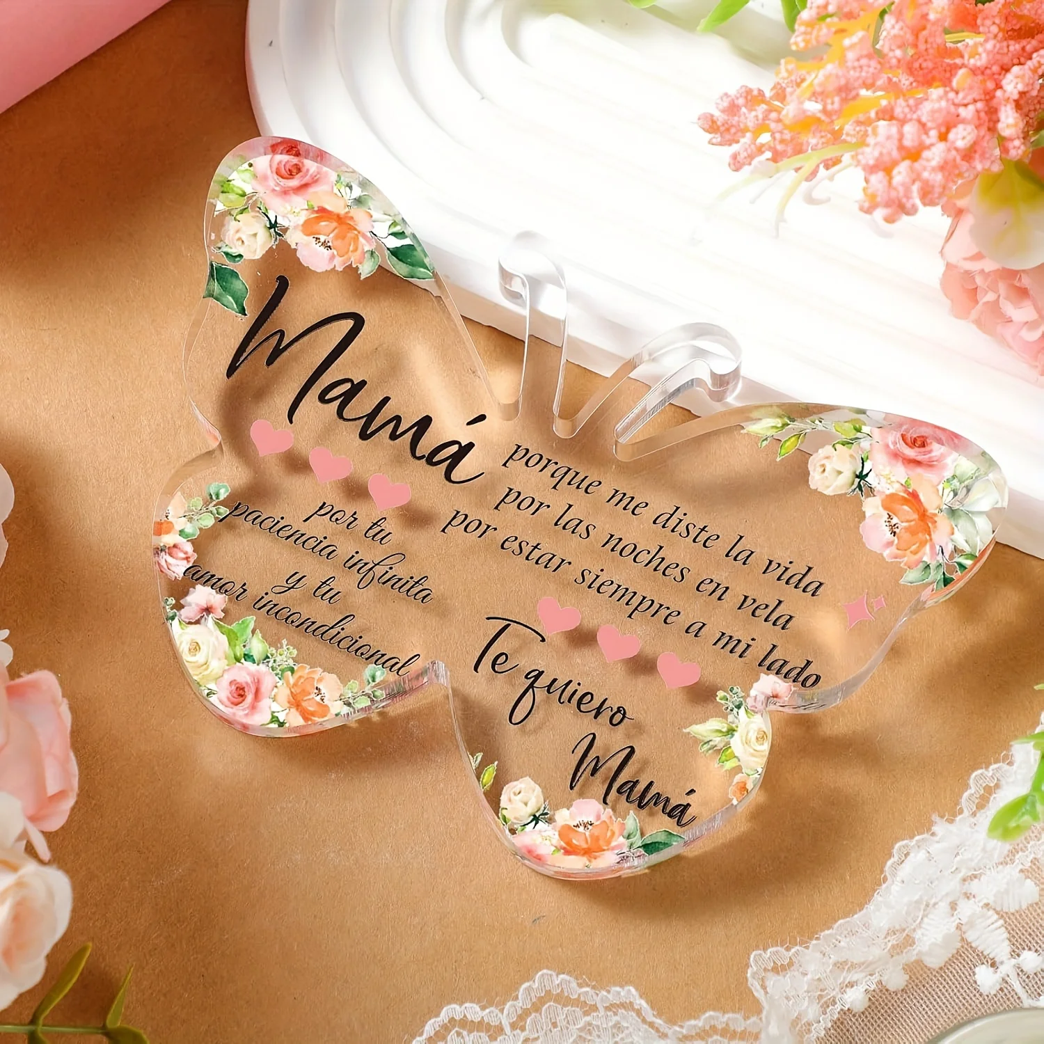 Spanish Christian Acrylic Gift for Women Religious Inspirational Gift with Butterfly Shape Bible Verse Desk Decor Bible Verse Pr