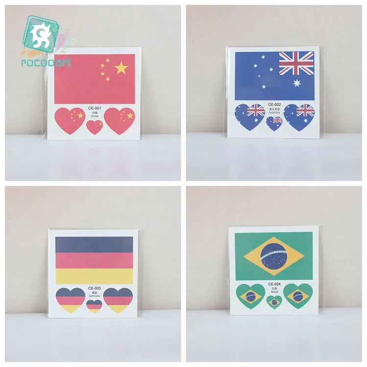 6pcs/lot Countries Flag Tattoo National Fake Tattoo Sports Game Temporary Tattoo Sticker Face Taty Football Fans Tatouage Tatoo