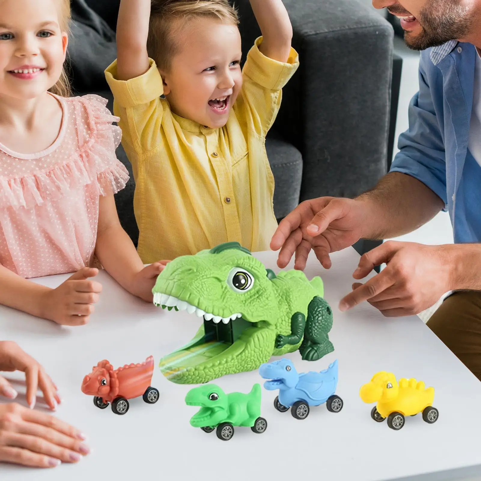 

Dinosaur Cars For Kids Inertia-Driven Dinosaur Carrier Truck Interactive Car Toy Model Stocking Stuffers For Birthday New Year