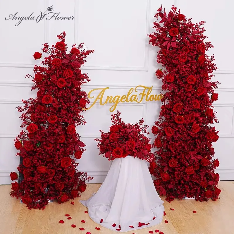 رومانسية الأحمر Babysbreath زهرة فرع الزفاف باقة اليد الدعائم المنزل الجدول الديكور اكسسوارات نافذة عرض A3910