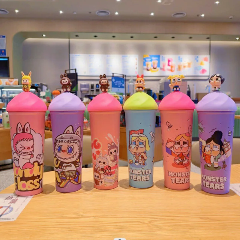 2024 Labubu Periphery New Stainless Steel Straw Cup 3DUV Printed Insulation and Cooling Cartoon Water Bottle 30 Car Cup Kid Gift