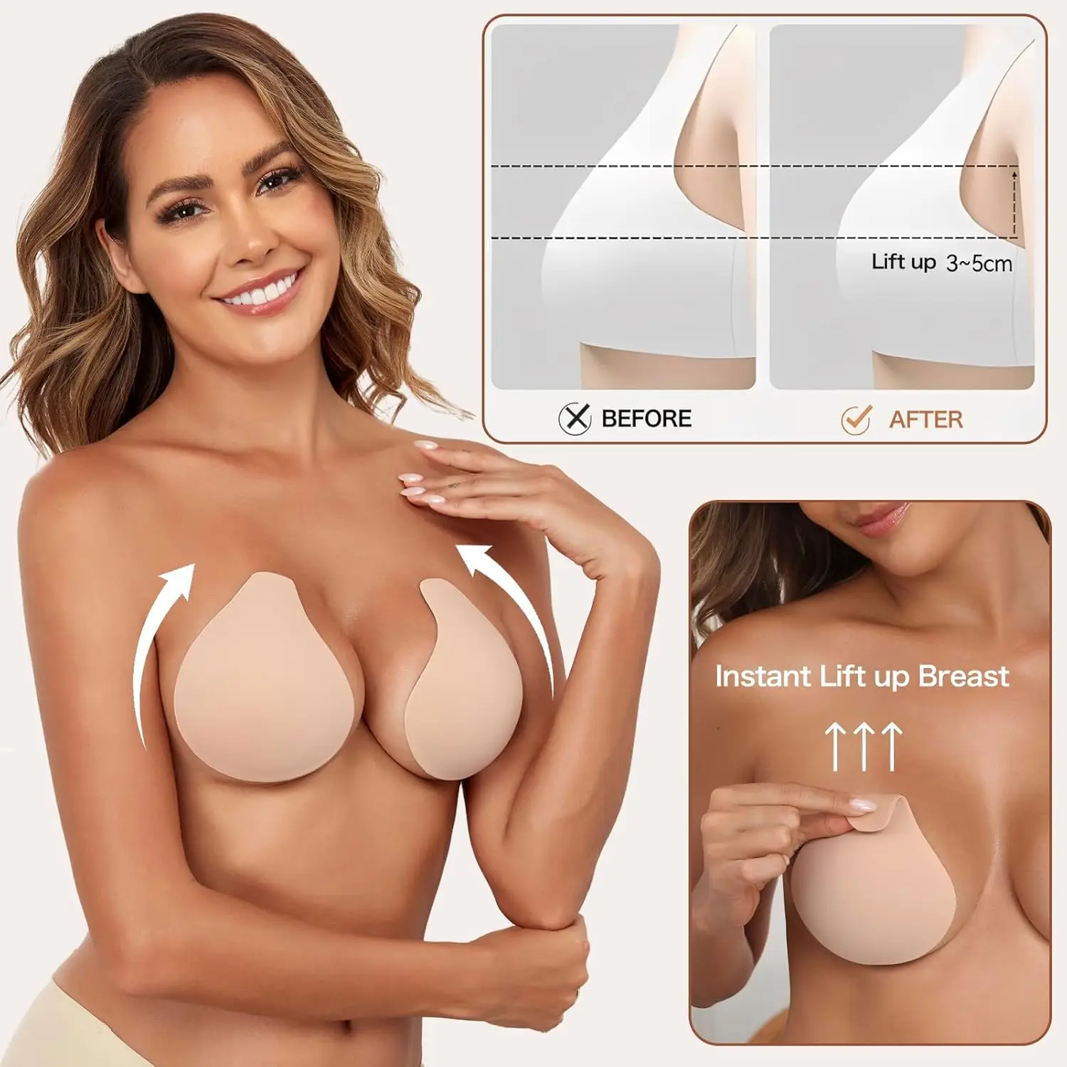 

Бесшовные ультратонкие многоразовые накладки на соски с эффектом пуш-ап, самоклеящиеся