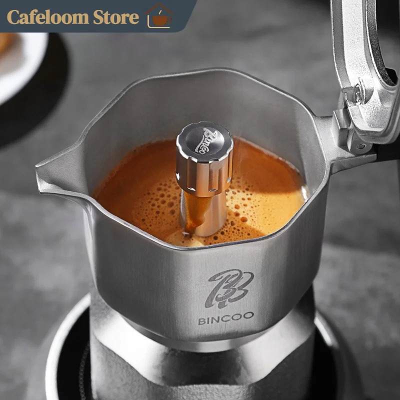 Bincoo Moka Pot 316 Stainless Steel Three Valve Coffee Pot Small Espresso Coffee Pot For Home Office Coffee Brewing