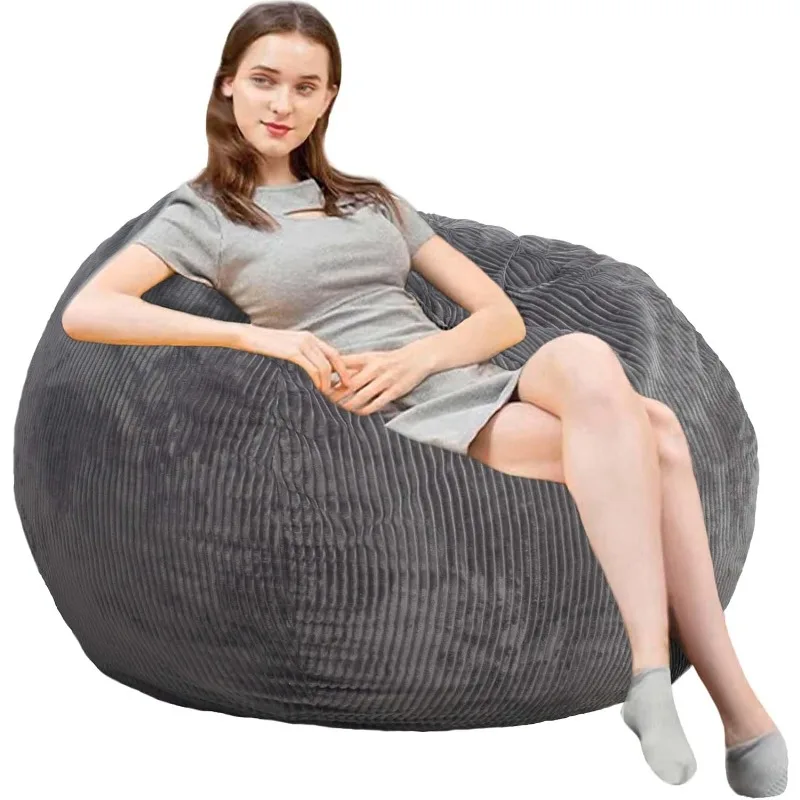 Bean Bag Chairs with Faux Rabbit Fur Cover,3 ft Giant Memory Foam Bean Bag Chairs with Filling,Round Fluffy Sofa forLiving Room