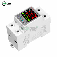 63A 230V 3IN1 Display Din Rail Adjustable Over Under Voltage Device Protector Relay With Over Current Protection Power Supply