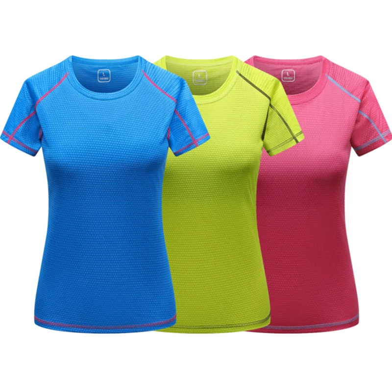 Summer Women Quick‑Dry Sports T‑shirt Breathable Short Sleeve Gym Running Fitness Hiking Workout Tops Female Athletic Sportswear