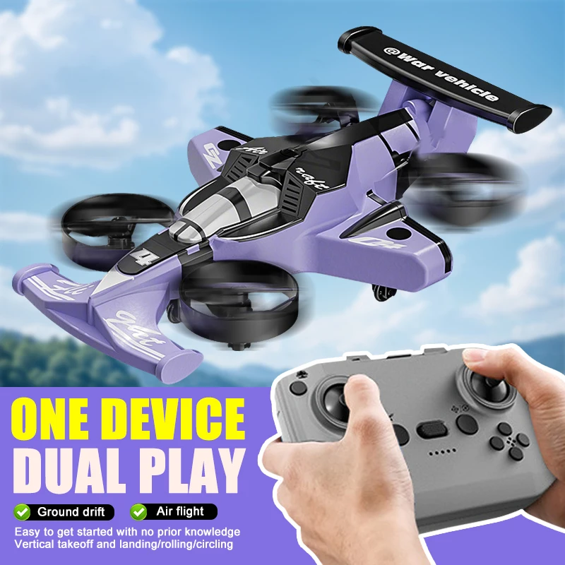 

2 in 1 Rc Toys 2.4G Remote Control Drone Toy Beginner Drone Vehicle 4CH RC Flying Drift Car Toy for Kids