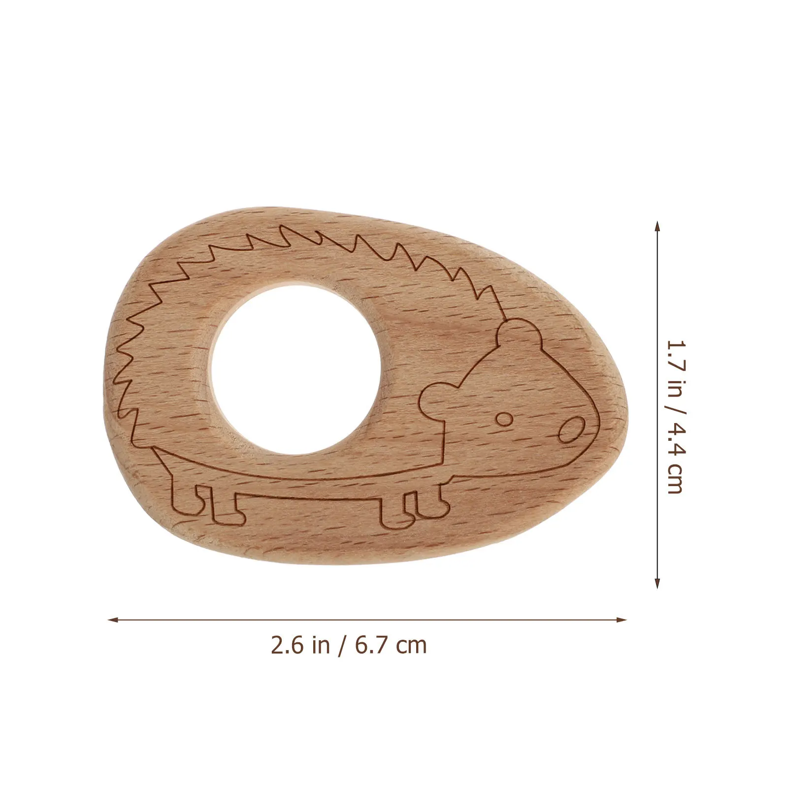 10 Uds. Colgante de madera de haya para bebé, bonito patrón de dibujos animados, mordedor Molar, cadena de chupete, decoración, juguete de haya, juguete de madera para niños