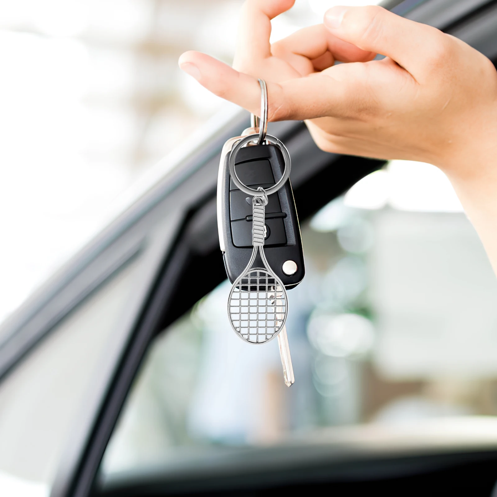 

6pcs Ball Keychain Mini Tennis Racket Keychain For Backpacks Keychains For Sports Lovers Cute Tennis Souvenir Zinc Alloy