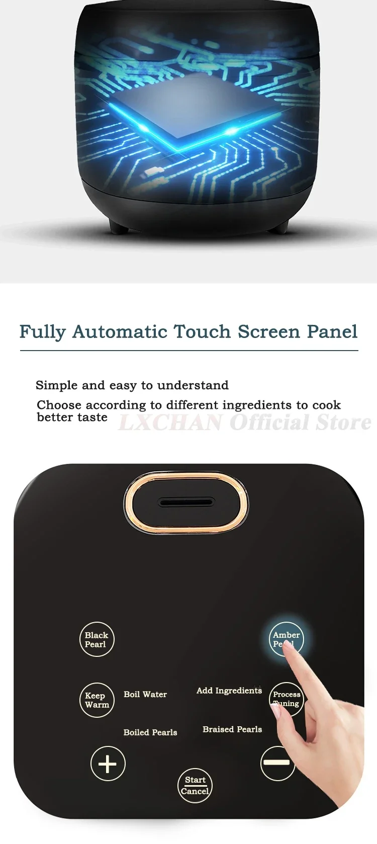 HomeWise 5L بوبا وعاء كهربائي متعدد الأغراض التلقائي اللؤلؤ غير عصا وعاء ذكي التحكم في درجة الحرارة فقاعة التابيوكا طباخ