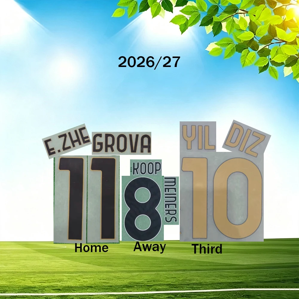 2026/27 Juwentus Home Away Third Soccer Name Number YILD10IZ Heat Transfer Sticker BREM3ER Football Custom Nameset Iron‑on Patch