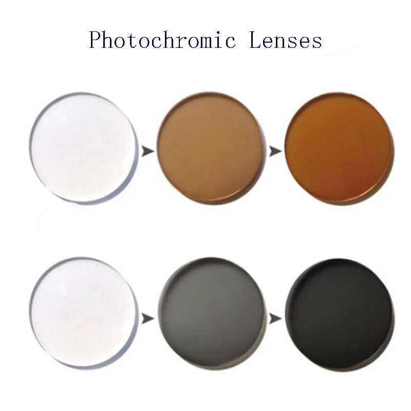 1 Pair Prescription Glasses Lenses 1.56 Myopia Hyperopia Presbyopia Blue Light Blocking Photochromic Lens Anti-reflection/Glare
