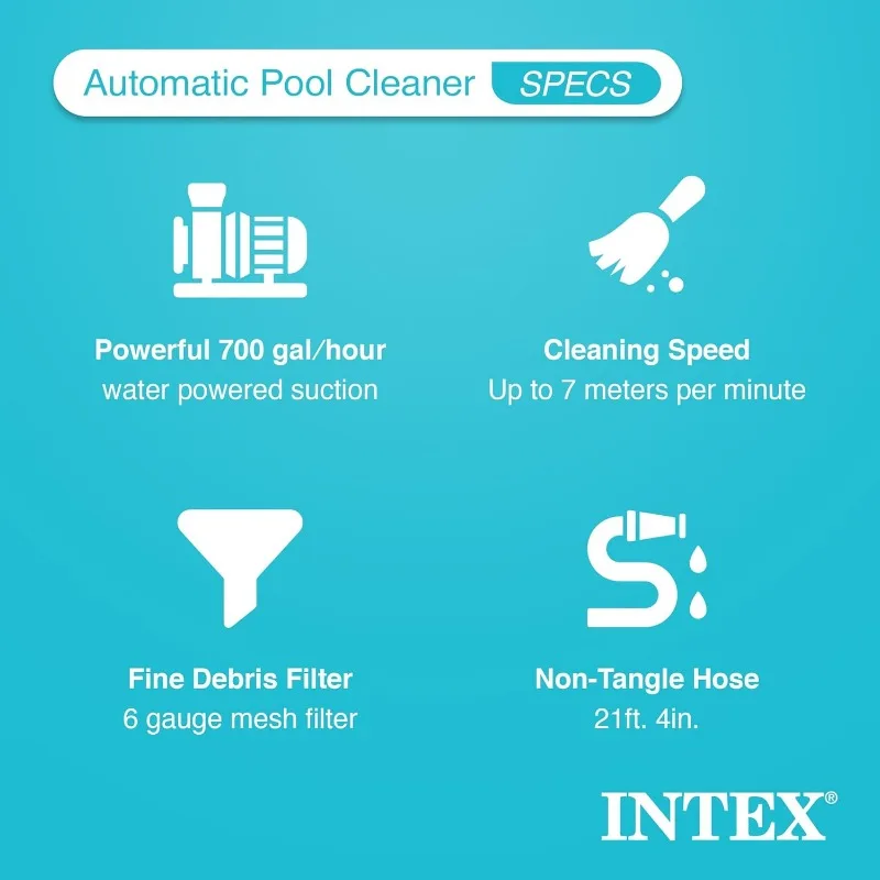Pressure-Side Above Ground Automatic Pool Cleaner Vacuum  – Removes Debris – Removable Filter Tray – 21ft Tangle Free Hose