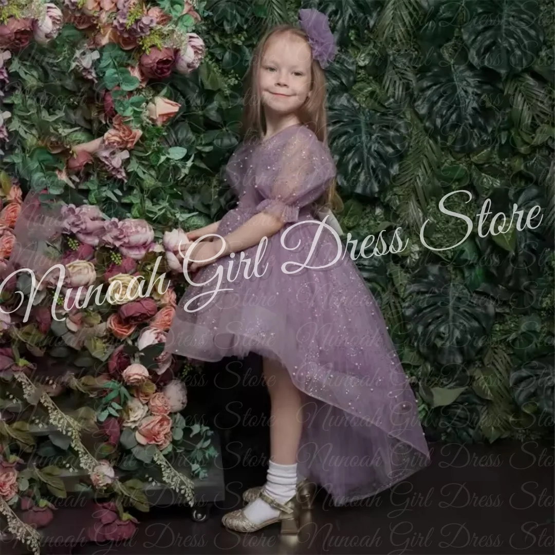 

Виноградные платья для девочек-цветочниц на свадьбу с бантом из бисера, высокая и низкая длина, платья для дня рождения для маленьких девочек, платья для первого причастия по индивидуальному заказу