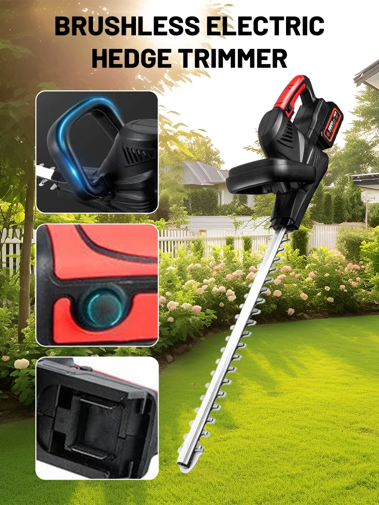 

15000RPM Brushless Electric Hedge Trimmer Efficient 2000W Cordless Garden Shrub Pruning Tools For Makita 18v Battery Pin