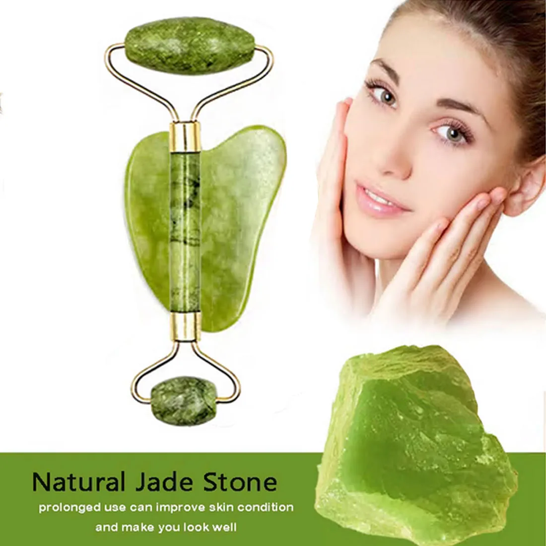 Guasha Natural Stone Massage Face Jade Roller Gua Sha Massage Tool Set for SPA Body visage rouleau de massage rouleau visage