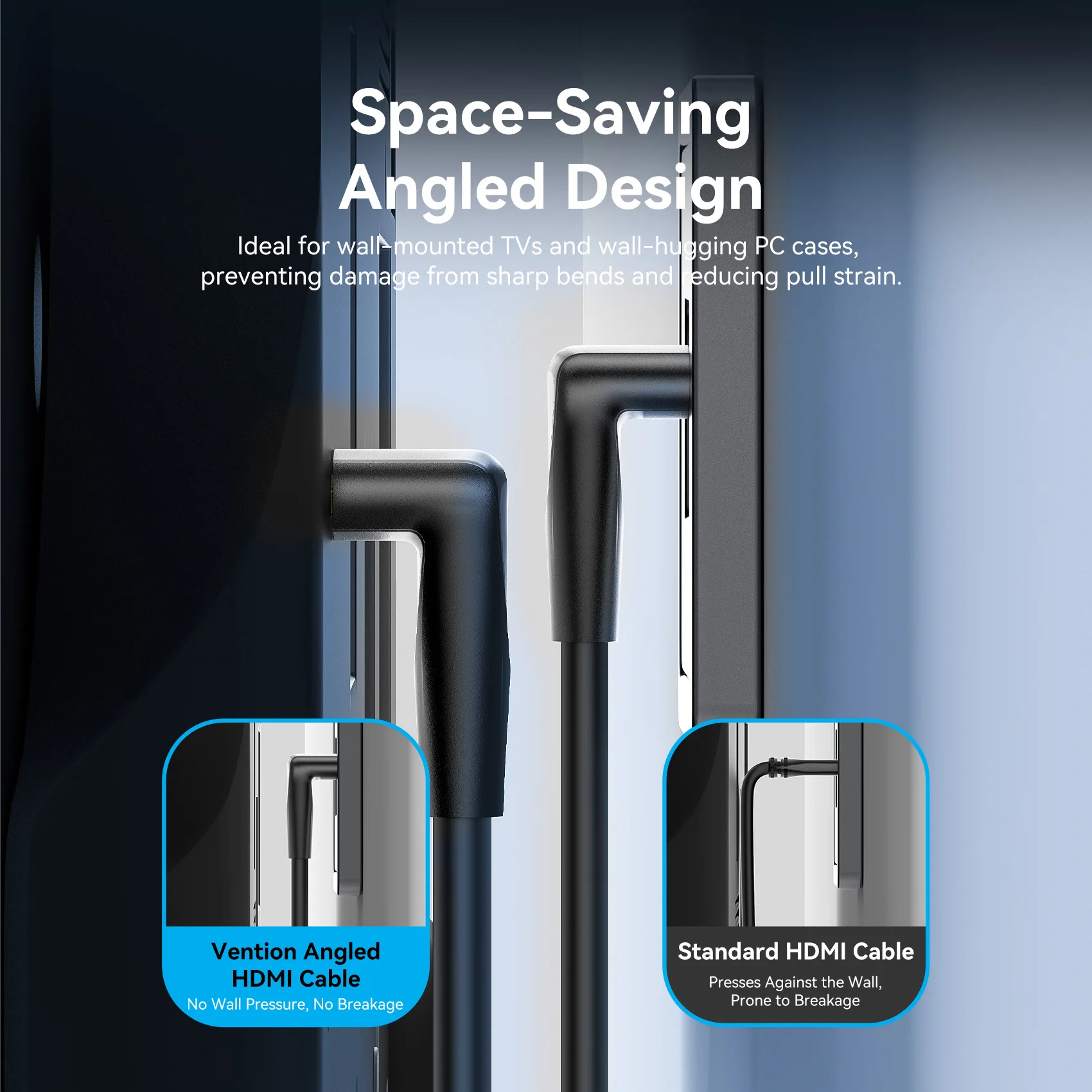 فينشن 90 °   كابل HDMI 2.0 بزاوية 4K60 هرتز سلك فائق الدقة عالي السرعة لشاشة تلفزيون Xiaomi والكمبيوتر المحمول PS5 Xbox PC HDR كابل فيديو HDMI