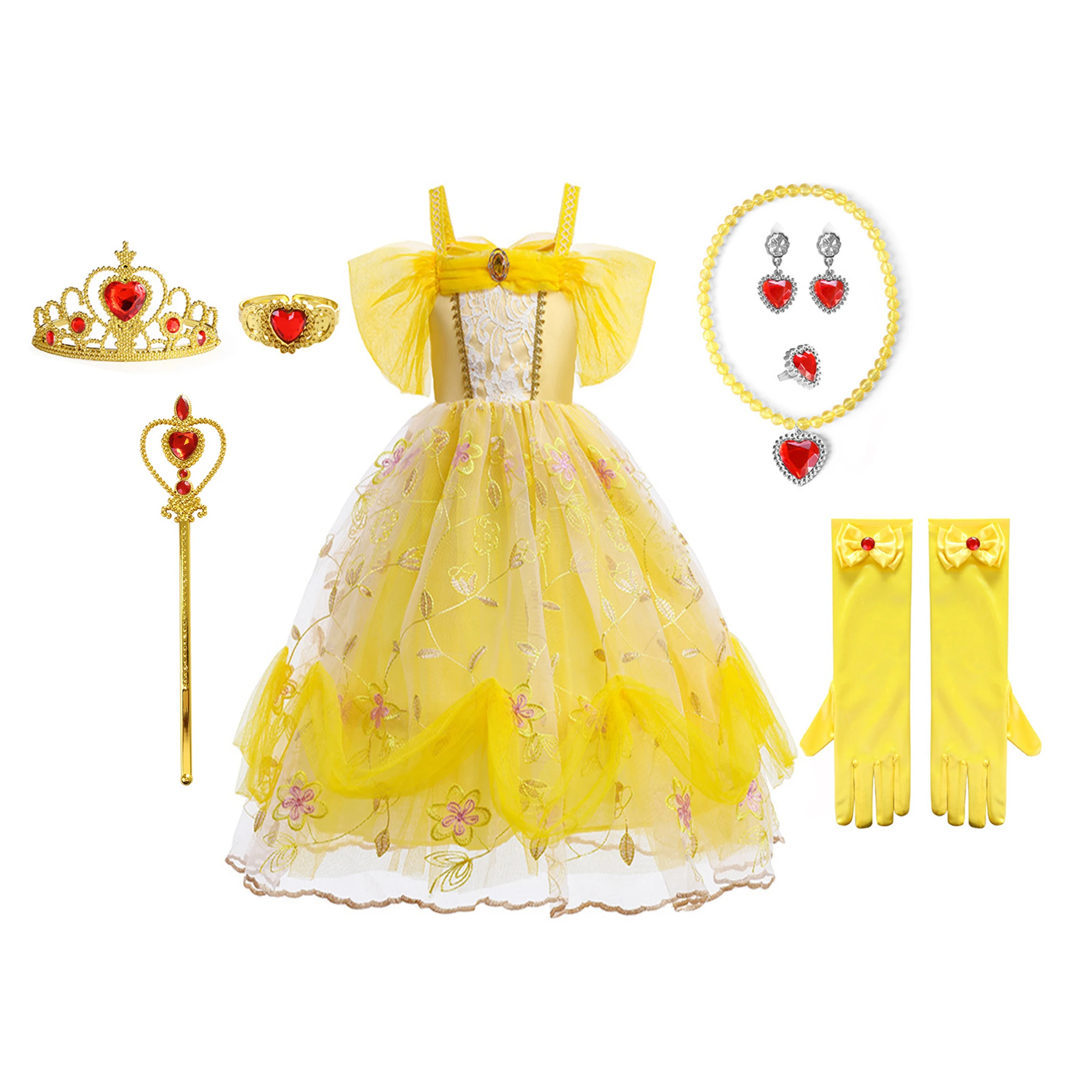 

HXCMall Toddler Little Girls Movie Beauty and the Beast Princess Bella Yellow Cosplay Halloween Dress