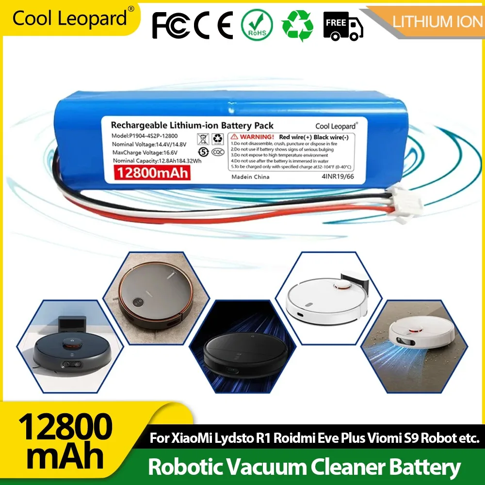 

Replacement For XiaoMi Lydsto R1 Roidmi Eve Plus Viomi S9 Robot Vacuum Cleaner Battery Pack Capacity 12800mAh Accessories Parts