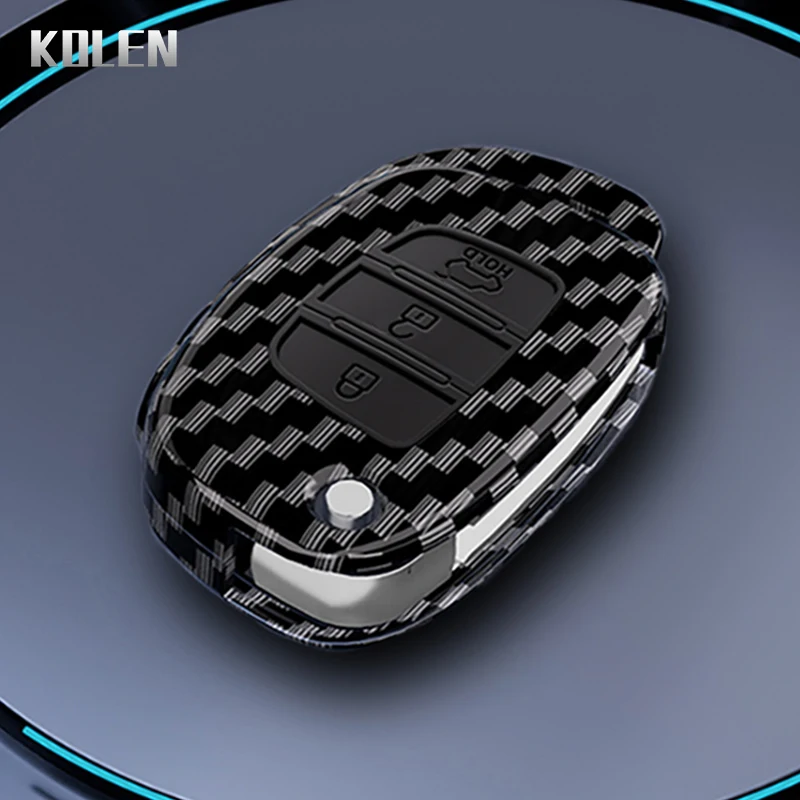 ABS Carbon Fiber Style Car Key Case Cover For Hyundai Solaris Creta iX25 KONA Tucson Santa FE Sonata Elantra iX35 I20 HB20 iX45