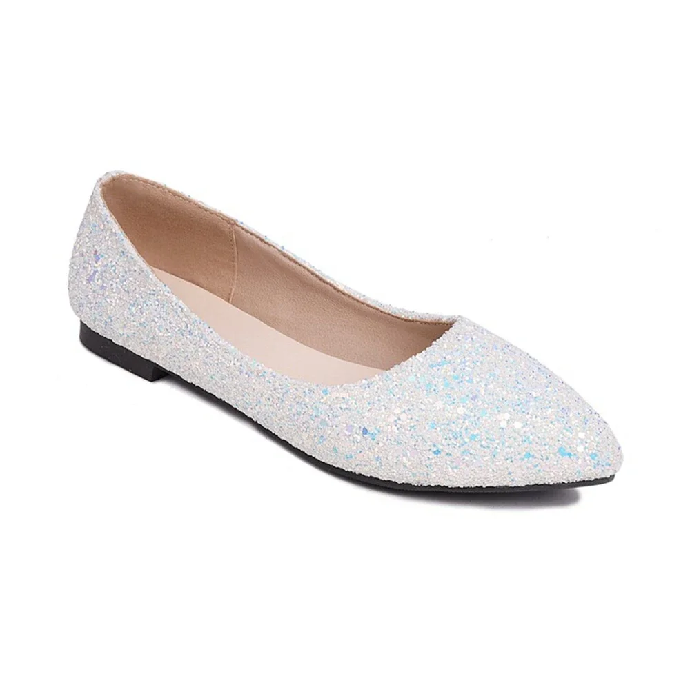 Fashion Sweet Low Heels Loafers Shoes for Women Slip on Female Footwear Pointed Toe Spring Autumn Flat Shoes Big Size 45 46 H-47