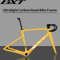 BXT Ultralight Carbon Road Bike Frame, Flat-Mounted Disc Brake 140mm Road Frameset, BB T47, Tire 700Cx32C, New