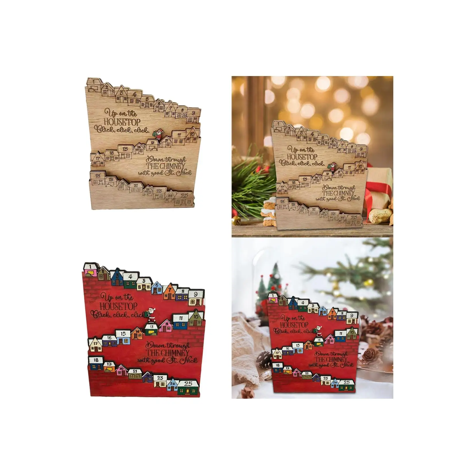 Christmas Calendar Reusable for Home Decor Birthday Gift Removable Santa Claus Table Calendar Wood Ornament Advent Calendar