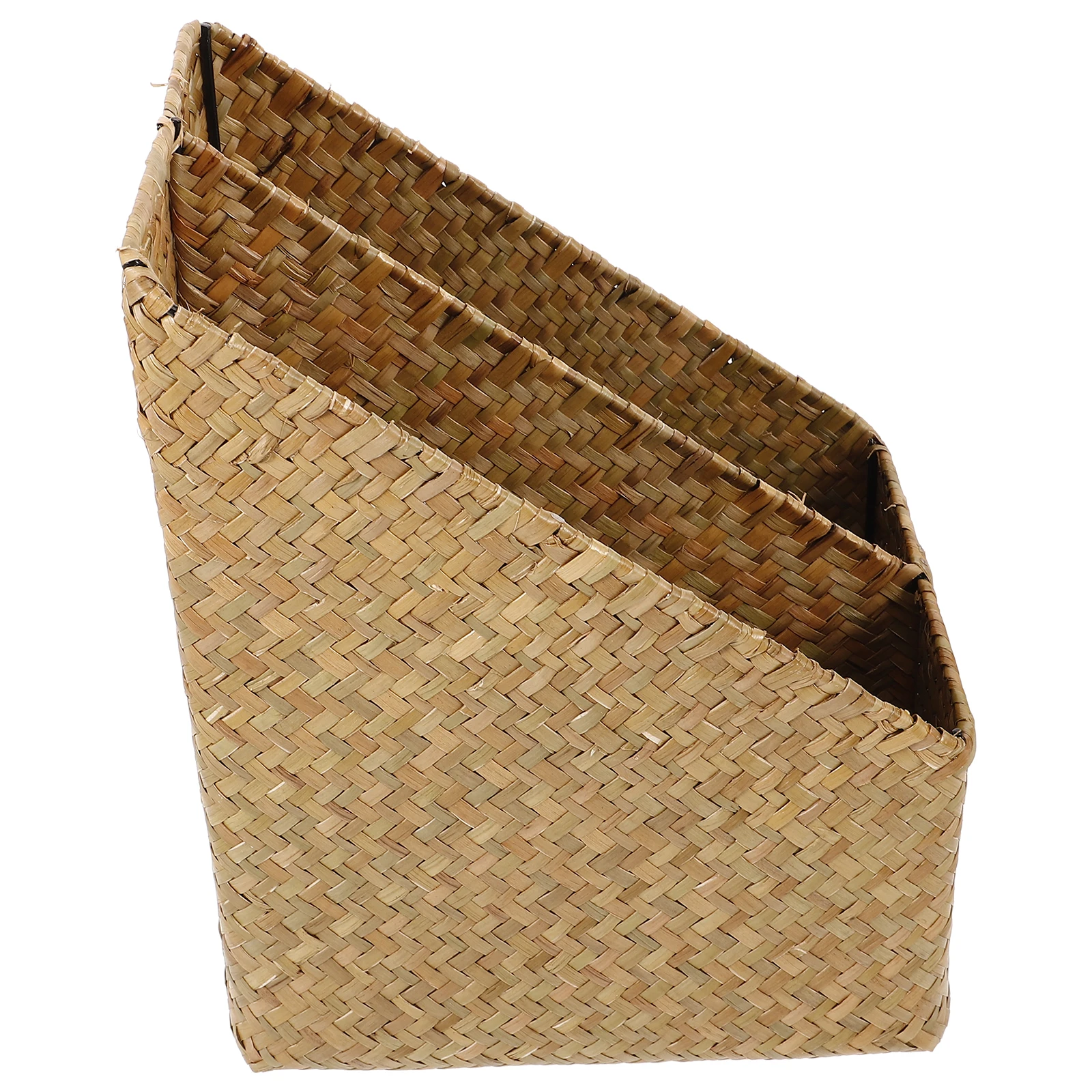 

Straw Storage Box Woven Basket Handmade Retro Desk Organizer Sundry Holder Book File Multi Decor