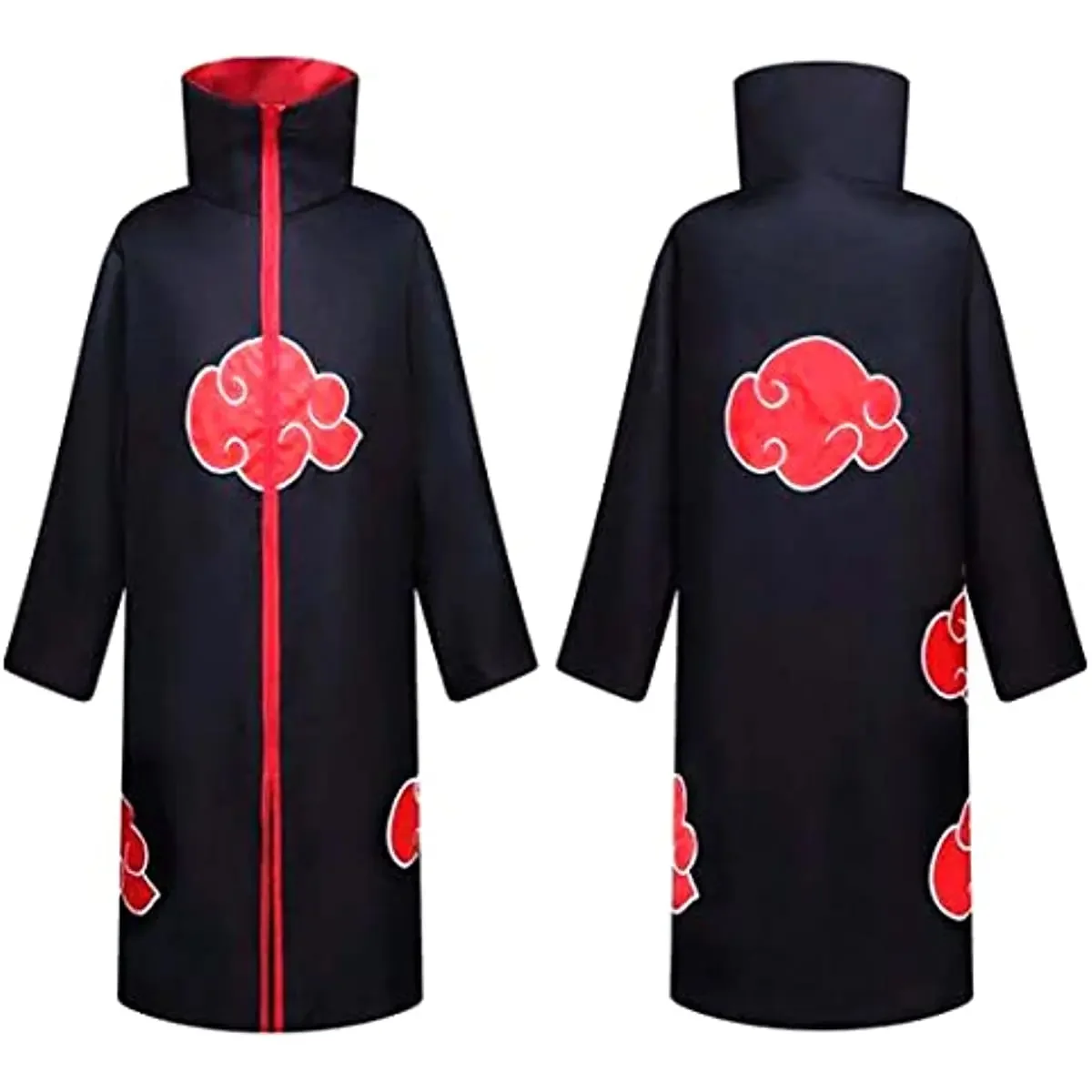 Anime Akatsuki Mantello Costume Cosplay Ninja Abito lungo Uniforme Mantello Itachi Halloween Cosplay 4 pezzi per uomini adulti Donne