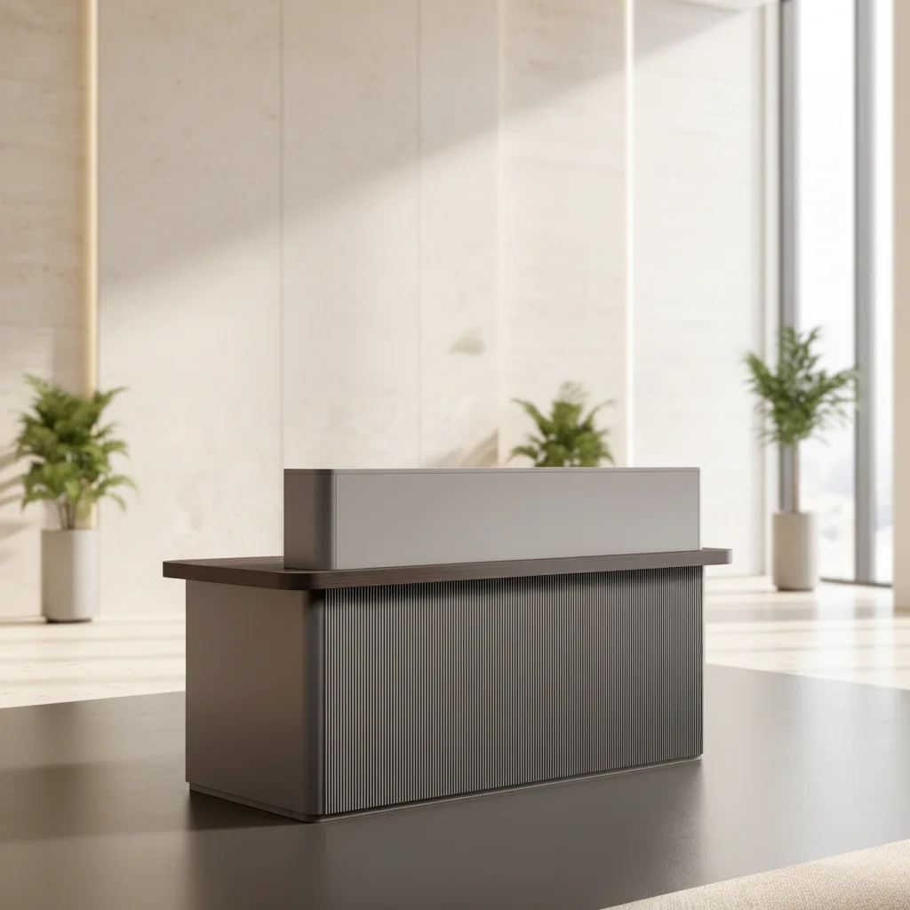 Customized Durable Modern Luxury Wooden Reception Desk For Office Buildings, Shopping Malls, Hotels One Stop Office Furniture