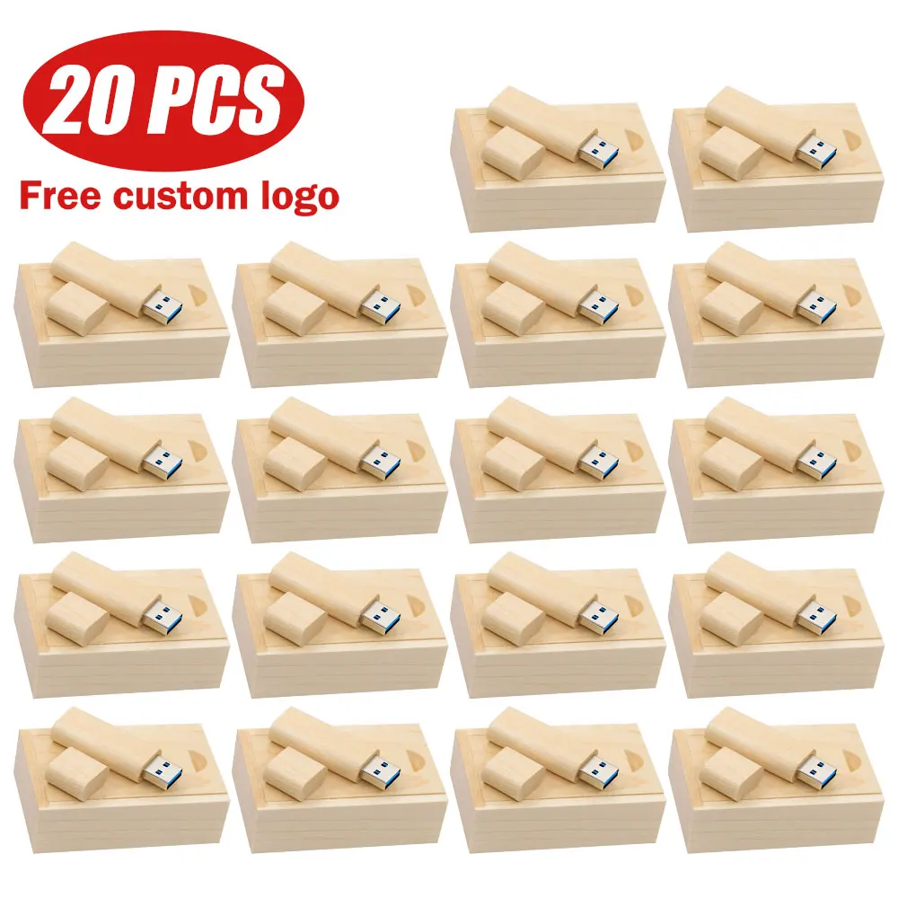 20PCS LOT USB3.0 Flash Drive 128GB Free Custom Logo Memory Stick 64GB Walnut Wood High Speed Pen Drive 32GB Creative Gift U Disk
