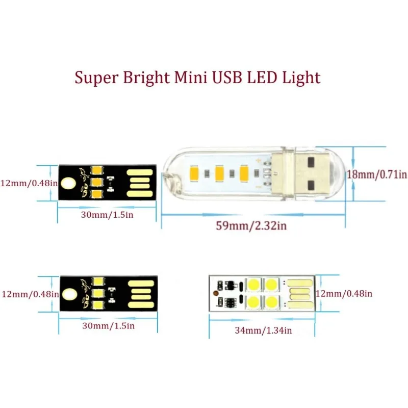 12pcs 4 Kinds USB Light，Plug in Small LED Light Super Bright LED Mini USB Port Portable Night for Laptop Keyboard Light